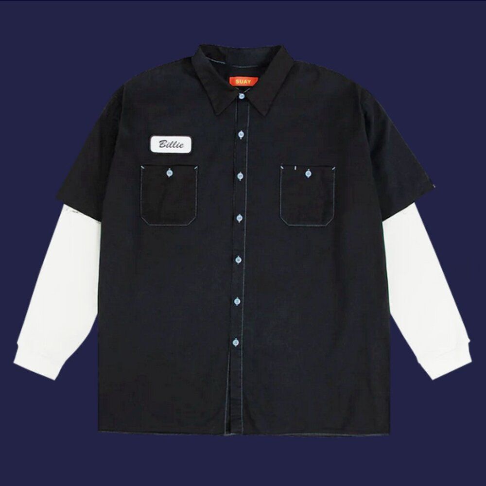 BILLIE EILISH x SUAY Work Shirt Thermal Reworked Button Up Upcycled Workwear XXL